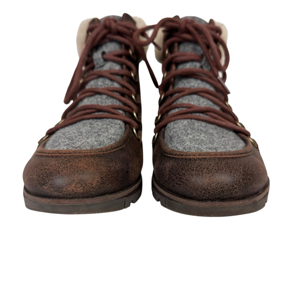 Sorel Harlow Cozy Shearling Ankle Hiker Boots Bootie Leather Wool Lace Up Size 9 - Picture 7 of 13